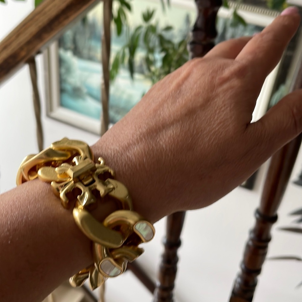 ❌Price Drop ❌NWT TORI BURCH ROXANNE INLAY STATEMENT BRAIDED BRACELET.